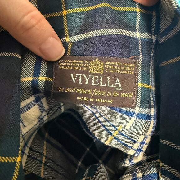 Vintage Viyella Plaid Shirt Men’s Fits M/L Green Gray Button Up Long Sleeve - Picture 9 of 13